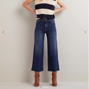Sold-out Boden High Rise Wide Leg Jeans Dark Vintage with raw hem, size 8